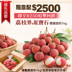 【搶先品嘗】HUG隨意配（購買NT$2500，即得$250哈幣回饋）加贈台灣艷麗荔枝/1kg